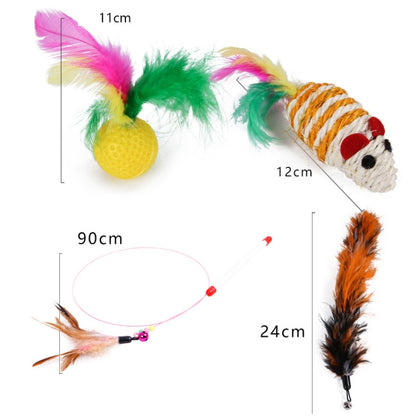 Cat Combination Toy Funny Cat Stick Mouse Bell Ball Feather, 26 in 1 Cat Toy