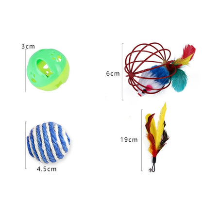 Cat Combination Toy Funny Cat Stick Mouse Bell Ball Feather, 26 in 1 Cat Toy