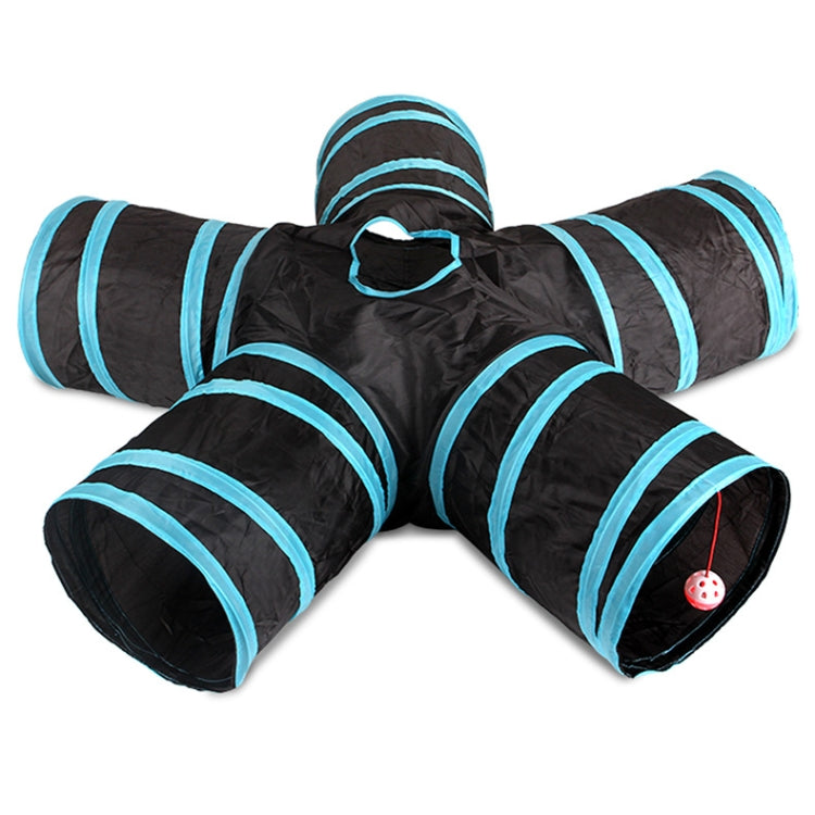 B18406 Pet Tunnel Cat Five Channels Toy Flask Tent, Blue