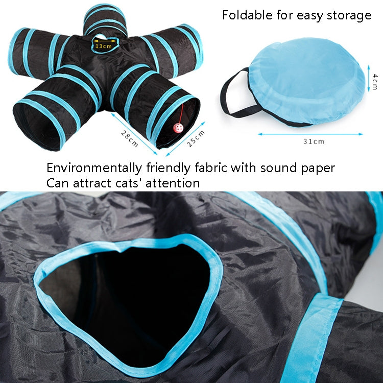 B18406 Pet Tunnel Cat Five Channels Toy Flask Tent, Blue