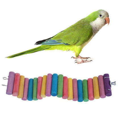 Parrot Bird Hamster Color Round Wood Small Plank Road Ladder Toy, 30cm