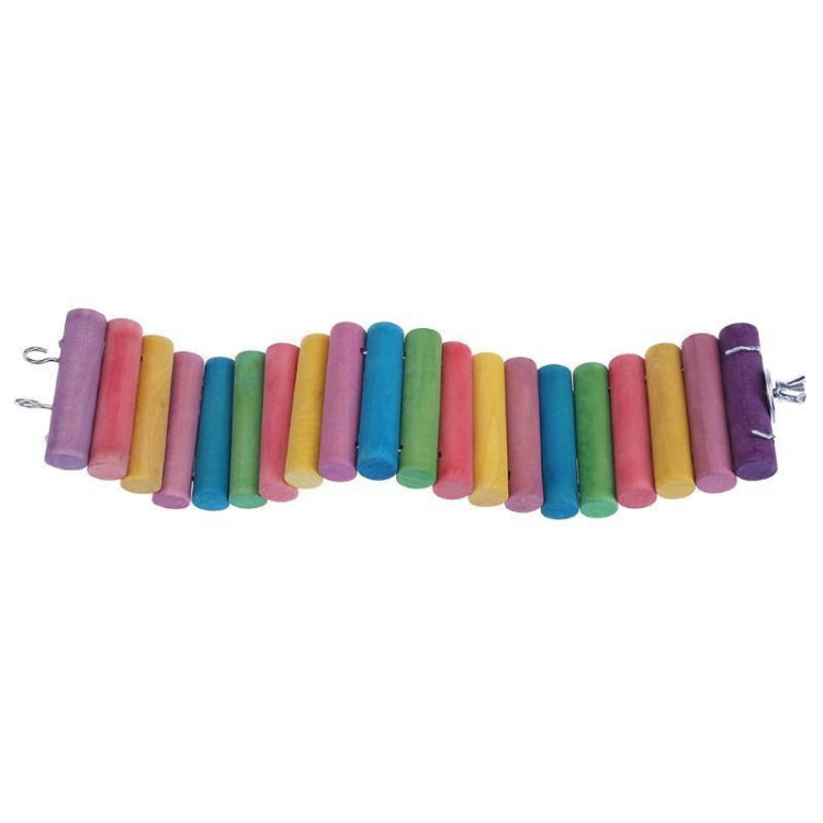 Parrot Bird Hamster Color Round Wood Small Plank Road Ladder Toy, 30cm