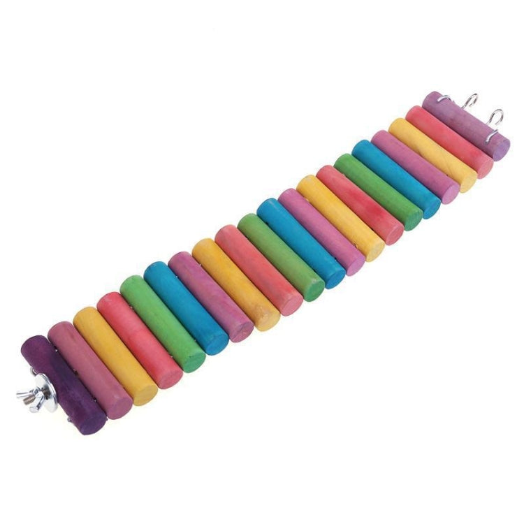 Parrot Bird Hamster Color Round Wood Small Plank Road Ladder Toy, 30cm
