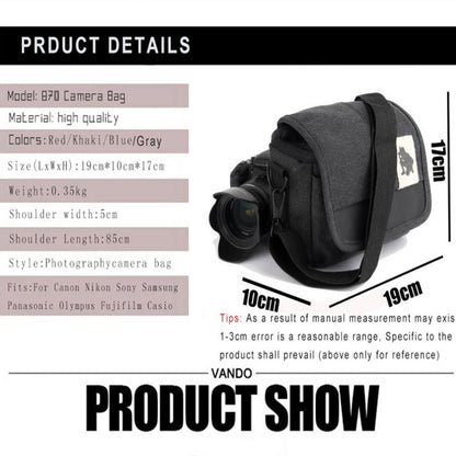 Universal DSLR Camera Shoulder Bag Canvas Photo Handbag, External size: 19 x 17 x 10mm
