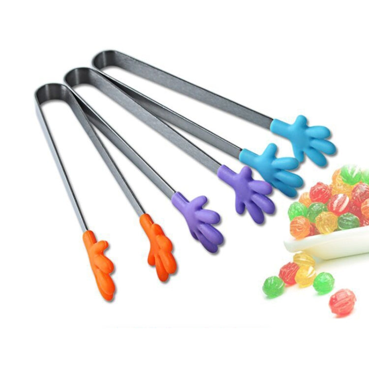 Silicone Stainless Steel Cooking Kitchen Ice Tong Food BBQ Salad Hand Clip