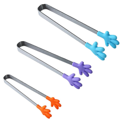 Silicone Stainless Steel Cooking Kitchen Ice Tong Food BBQ Salad Hand Clip