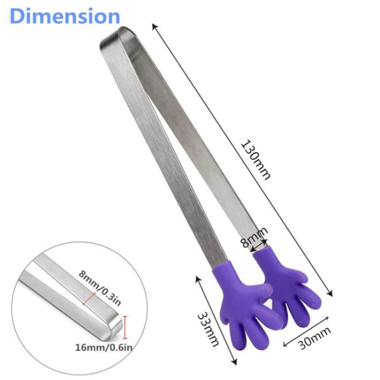 Silicone Stainless Steel Cooking Kitchen Ice Tong Food BBQ Salad Hand Clip