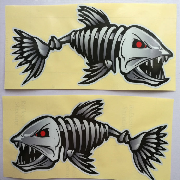 10 PCS Horror Skeleton Shark Fishing Daren Cover Scratch Reflective Waterproof Personality Body Sticker, 15*6cm, 25*13cm, 30*15cm