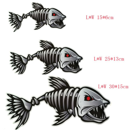 10 PCS Horror Skeleton Shark Fishing Daren Cover Scratch Reflective Waterproof Personality Body Sticker, 15*6cm, 25*13cm, 30*15cm