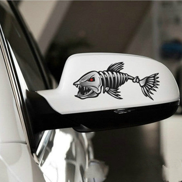 10 PCS Horror Skeleton Shark Fishing Daren Cover Scratch Reflective Waterproof Personality Body Sticker, 15*6cm, 25*13cm, 30*15cm