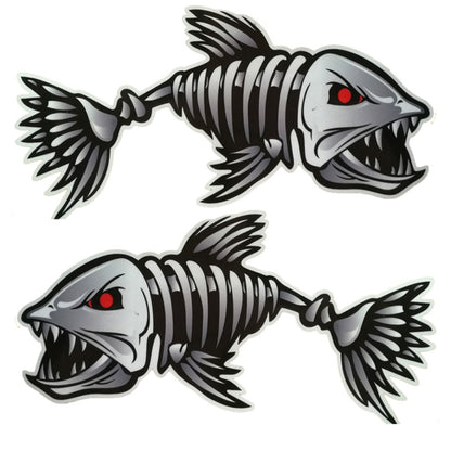 10 PCS Horror Skeleton Shark Fishing Daren Cover Scratch Reflective Waterproof Personality Body Sticker, 15*6cm, 25*13cm, 30*15cm