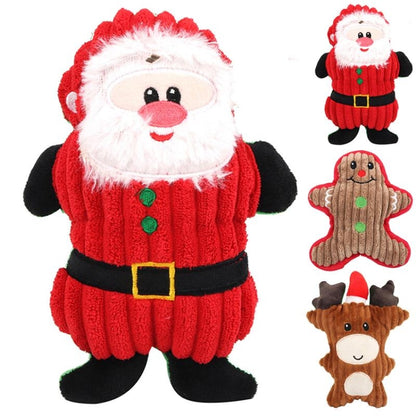 WJ084 Christmas Santa Claus Pet Dog Toys Chew Squeaker Pet Plush Toys