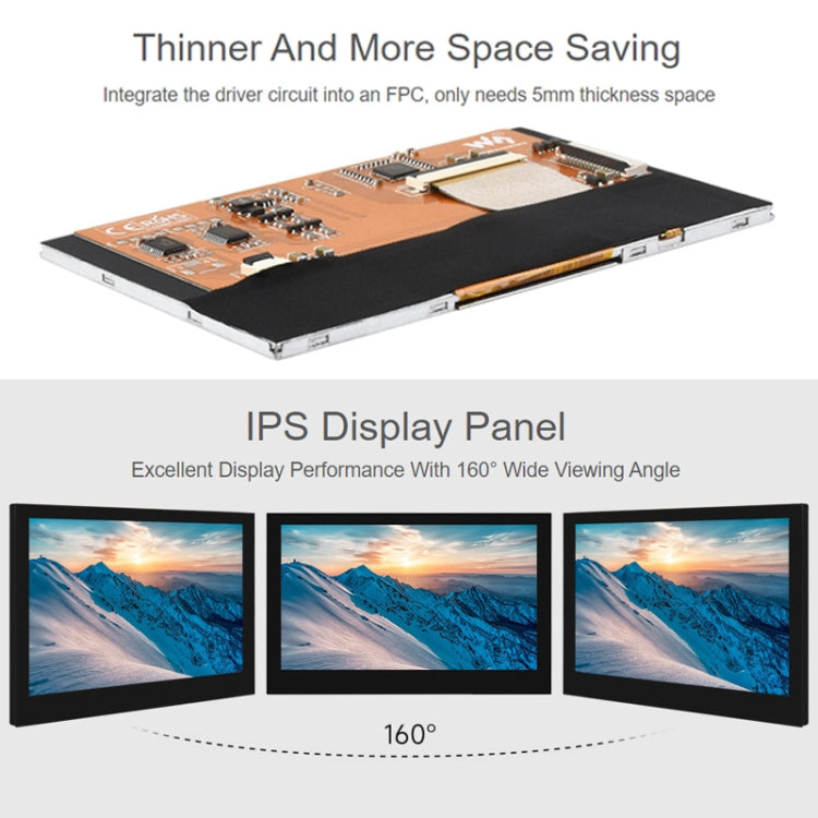 Waveshare 4.3 Inch DSI Display 800×480 Pixel IPS Display Panel, 4.3 inch No Touch, 4.3 inch Touch Display