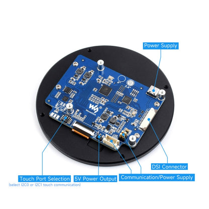 Waveshare 3.4 inch DSI Round Touch Display, 800 × 800, IPS, 10-Point Touch, 3.4 inch DSI