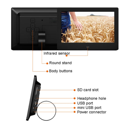 DPF-706-2.4G 7 inch Digital Photo Frame LED Wall Mounted Advertising Machine, US Plug, EU Plug, UK Plug, AU Plug