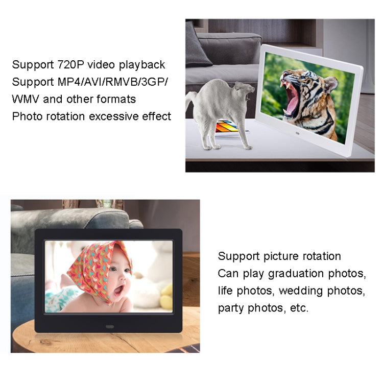 DPF-706-2.4G 7 inch Digital Photo Frame LED Wall Mounted Advertising Machine, US Plug, EU Plug, UK Plug, AU Plug