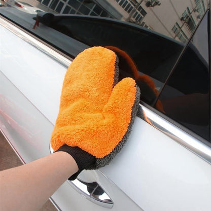 Car Washing Gloves Cleaning Mitt Wash Glove Maintenance Soft Coral Fleece Car Washing Brush Cloth For Motorcycle Auto Home, Orange
