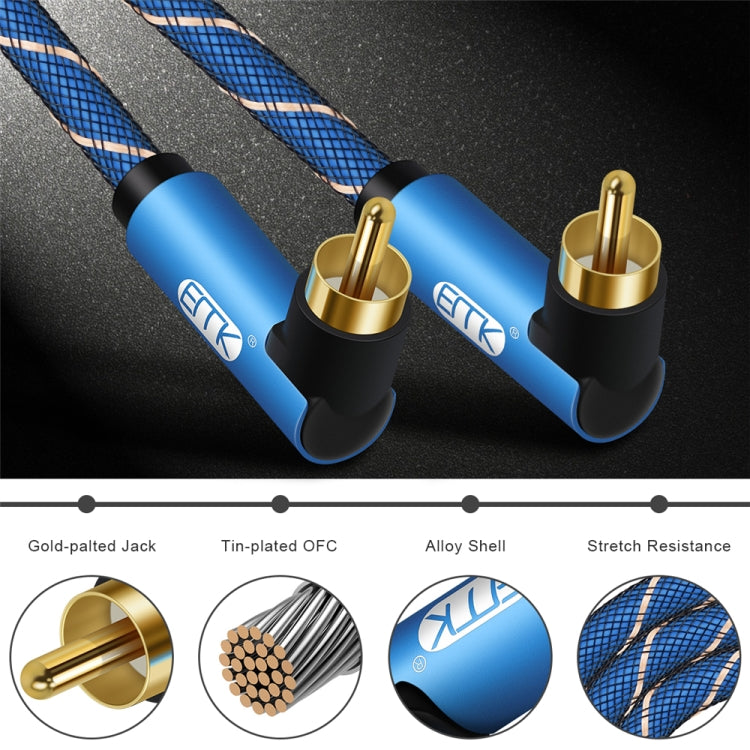 EMK Dual 90-Degree Male To Male Nylon Braided Audio Cable, 0.5m, 1m, 1.5m, 2m, 3m, 5m