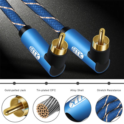 EMK Dual 90-Degree Male To Male Nylon Braided Audio Cable, 0.5m, 1m, 1.5m, 2m, 3m, 5m
