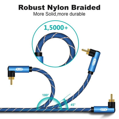 EMK Dual 90-Degree Male To Male Nylon Braided Audio Cable, 0.5m, 1m, 1.5m, 2m, 3m, 5m