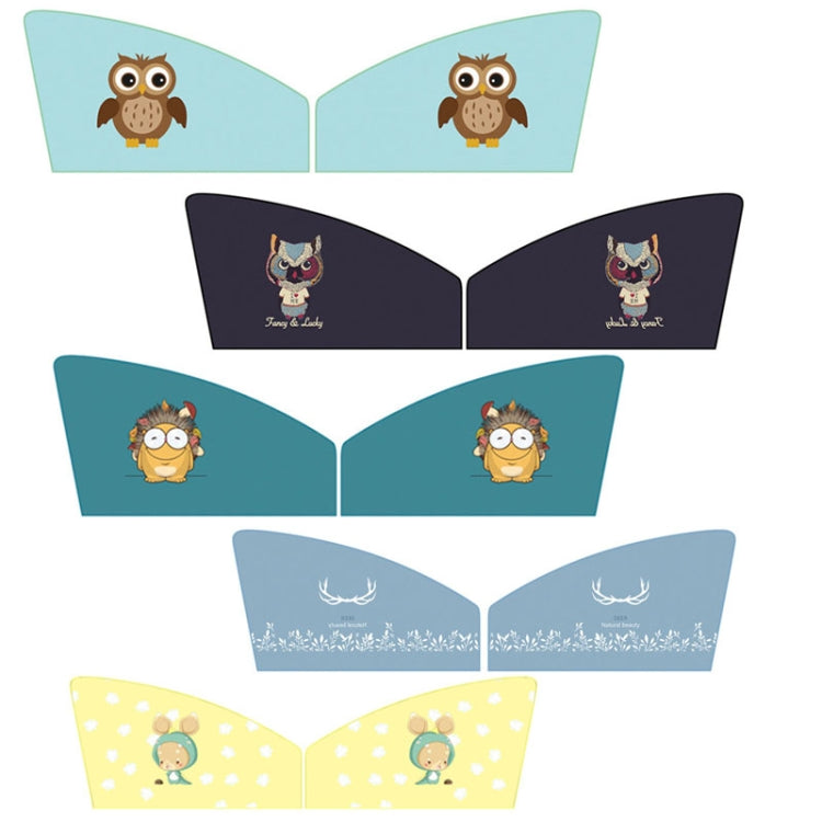 1 Pair Car Window Magnet Sunshade Curtain Heat Insulation Sun Block, 1 Pair (Hedgehog), 1 Pair (Antlers)