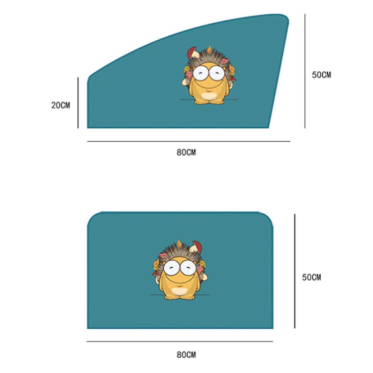 1 Pair Car Window Magnet Sunshade Curtain Heat Insulation Sun Block, 1 Pair (Hedgehog)