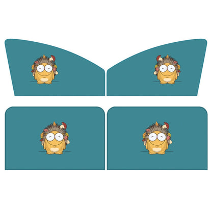 4 PCS / Set Car Window Magnet Sunshade Curtain Heat Insulation Sun Block, 4 PCS / Set (Hedgehog), 4 PCS / Set (Catman)