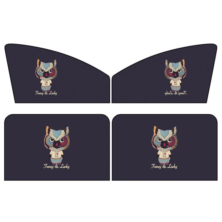 4 PCS / Set Car Window Magnet Sunshade Curtain Heat Insulation Sun Block, 4 PCS / Set (Hedgehog), 4 PCS / Set (Catman)