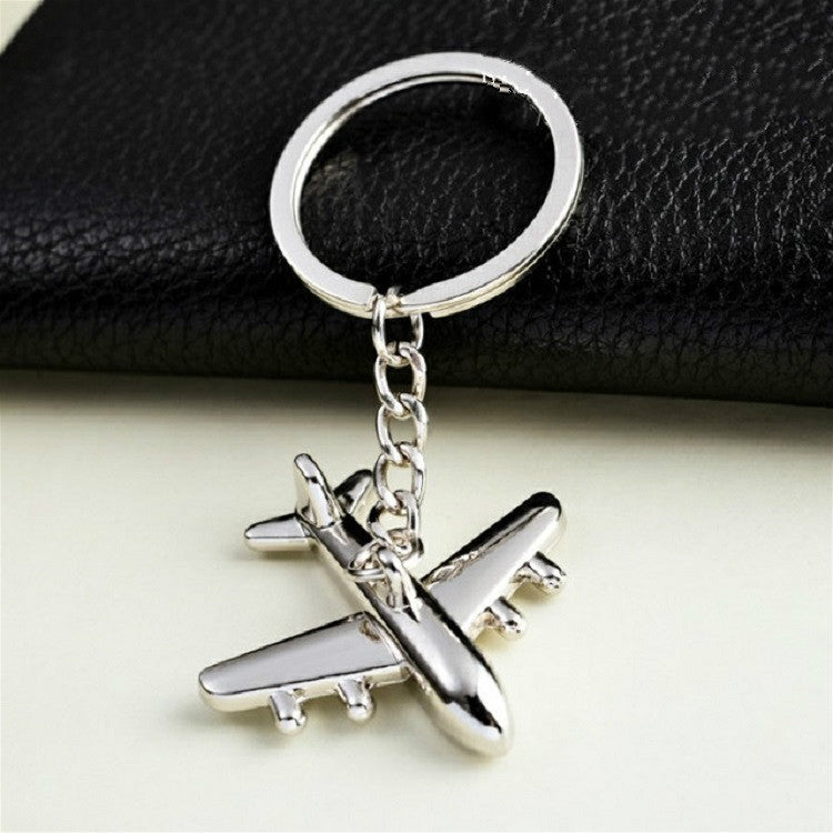2 PCS Creative Stereo Plane Metal Keychain Bag Pendant Souvenir, Silver Small Plane