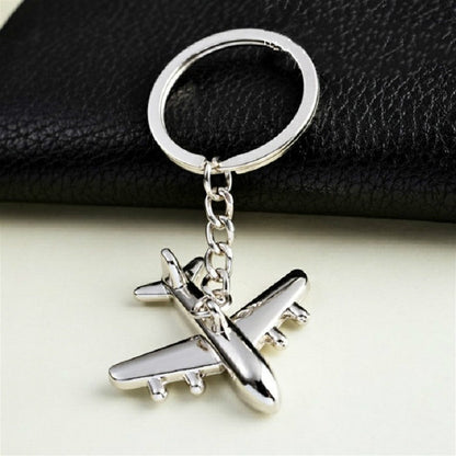 2 PCS Creative Stereo Plane Metal Keychain Bag Pendant Souvenir, Silver Small Plane