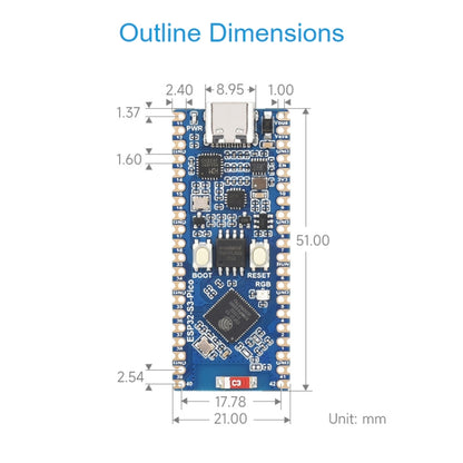 Waveshare ESP32-S3 Microcontroller 2.4 GHz Wi-Fi Development Board Dual-core Processor, 24023