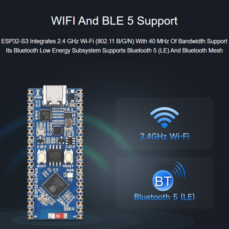 Waveshare ESP32-S3 Microcontroller 2.4 GHz Wi-Fi Development Board Dual-core Processor, 24023