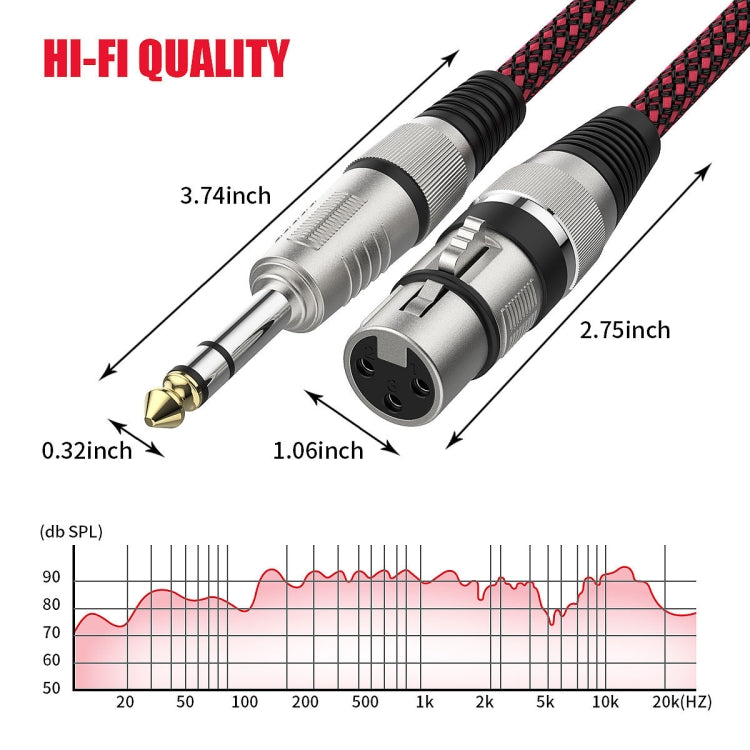 Red and Black Net TRS 6.35mm Male To Caron Female Microphone XLR Balance Cable, 0.5m, 1m, 1.8m, 3m, 8m, 10m, 12m, 15m, 20m, 25m, 30m