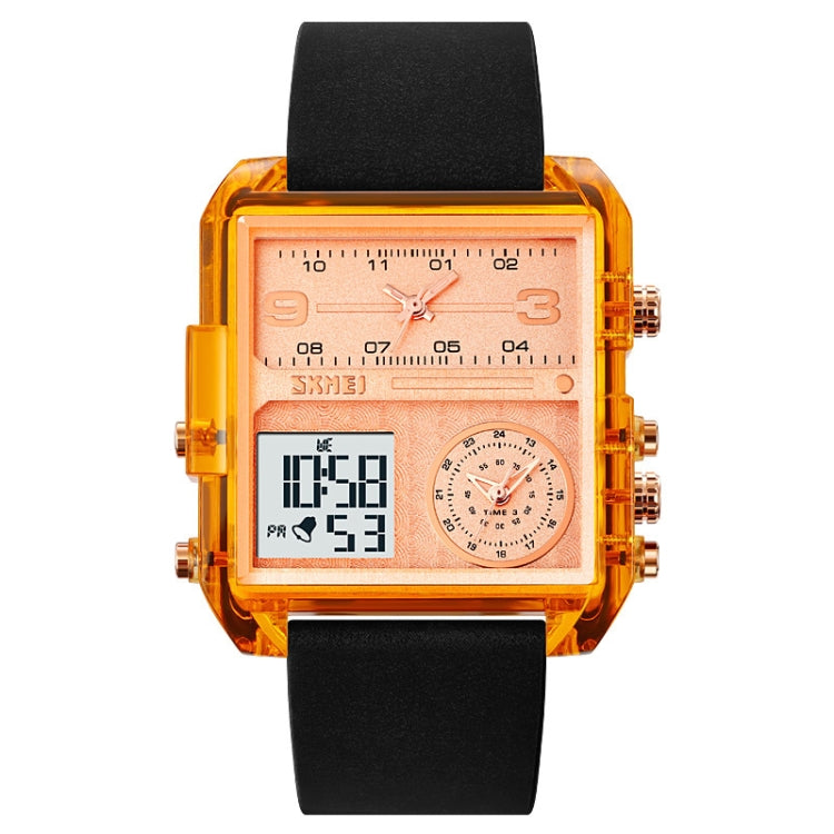SKMEI 2021 Square Large Dial Triple Movement Men Sports Watch, 2021 Black Black Machine, 2021 Black White Machine, 2021 Amber, 2021 Transparent Blue, 2021 Transparent Pink, 2021 Transparent White