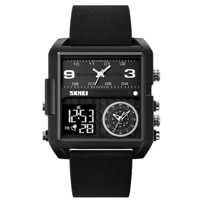 SKMEI 2021 Square Large Dial Triple Movement Men Sports Watch, 2021 Black Black Machine, 2021 Black White Machine, 2021 Amber, 2021 Transparent Blue, 2021 Transparent Pink, 2021 Transparent White