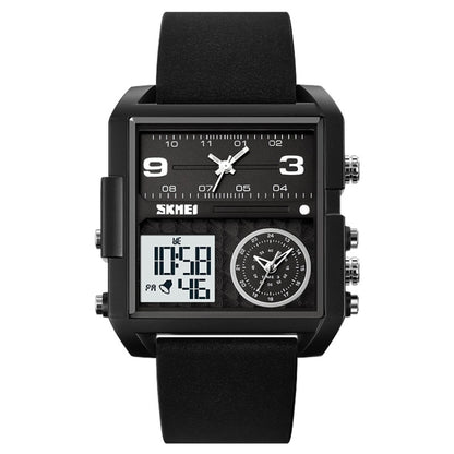 SKMEI 2021 Square Large Dial Triple Movement Men Sports Watch, 2021 Black Black Machine, 2021 Black White Machine, 2021 Amber, 2021 Transparent Blue, 2021 Transparent Pink, 2021 Transparent White