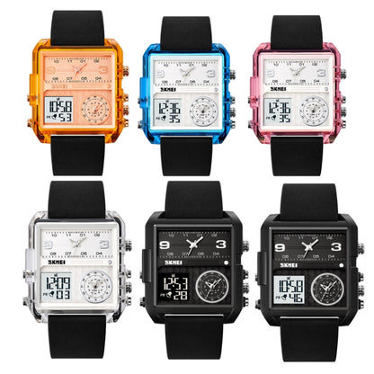 SKMEI 2021 Square Large Dial Triple Movement Men Sports Watch, 2021 Black Black Machine, 2021 Black White Machine, 2021 Amber, 2021 Transparent Blue, 2021 Transparent Pink, 2021 Transparent White
