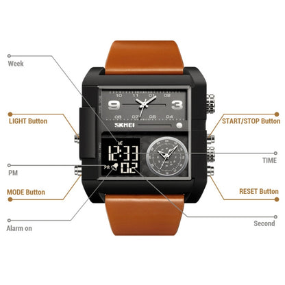 SKMEI 2021 Square Large Dial Triple Movement Men Sports Watch, 2021 Black Black Machine, 2021 Black White Machine, 2021 Amber, 2021 Transparent Blue, 2021 Transparent Pink, 2021 Transparent White