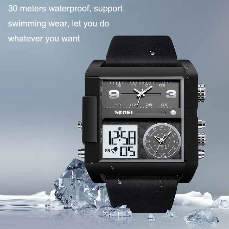 SKMEI 2021 Square Large Dial Triple Movement Men Sports Watch, 2021 Amber, 2021 Transparent Blue, 2021 Transparent Pink, 2021 Transparent White, 2021 Black Black Machine, 2021 Black White Machine