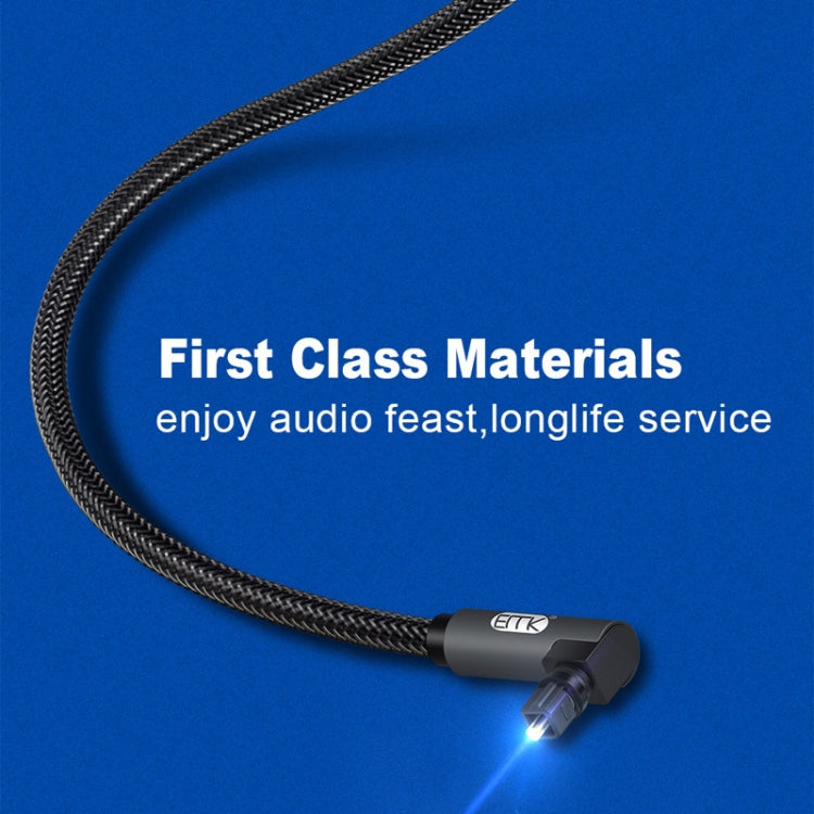 EMK 90 Degree Swivel Adjustable Right Angled 360 Degrees Rotatable Plug Nylon Woven Mesh Optical Audio Cable, 1m(Black), 1.5m(Black), 2m(Black), 3m(Black), 5m(Black), 8m(Black), 10m(Black), 15m(Black)