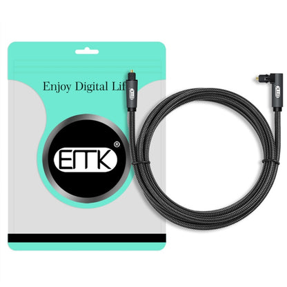 EMK 90 Degree Swivel Adjustable Right Angled 360 Degrees Rotatable Plug Nylon Woven Mesh Optical Audio Cable, 1m(Black), 1.5m(Black), 2m(Black), 3m(Black), 5m(Black), 8m(Black), 10m(Black), 15m(Black)