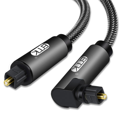 EMK 90 Degree Swivel Adjustable Right Angled 360 Degrees Rotatable Plug Nylon Woven Mesh Optical Audio Cable, 1m(Black), 1.5m(Black), 2m(Black), 3m(Black), 5m(Black), 8m(Black), 10m(Black), 15m(Black)