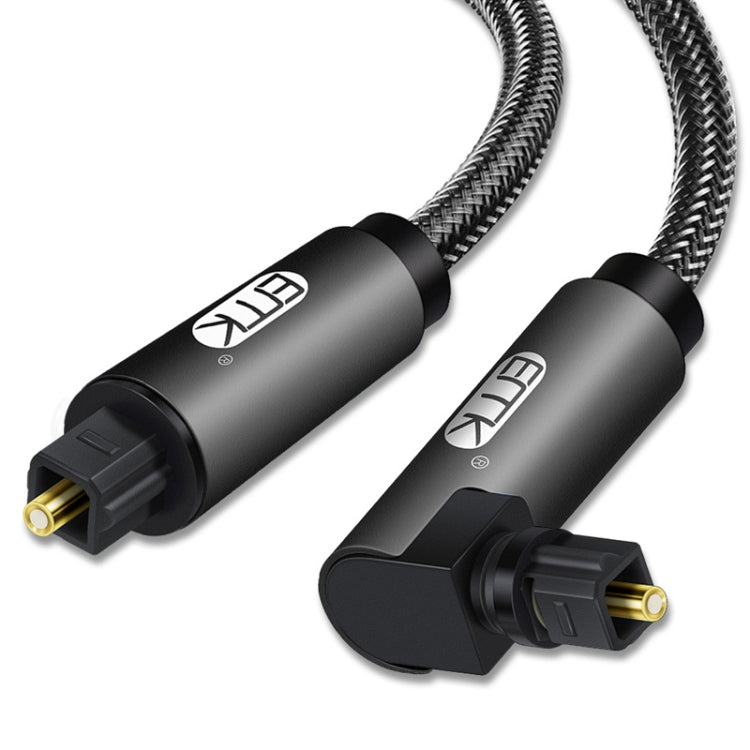 EMK 90 Degree Swivel Adjustable Right Angled 360 Degrees Rotatable Plug Nylon Woven Mesh Optical Audio Cable, 1m(Black), 1.5m(Black), 2m(Black), 3m(Black), 5m(Black), 8m(Black), 10m(Black), 15m(Black)