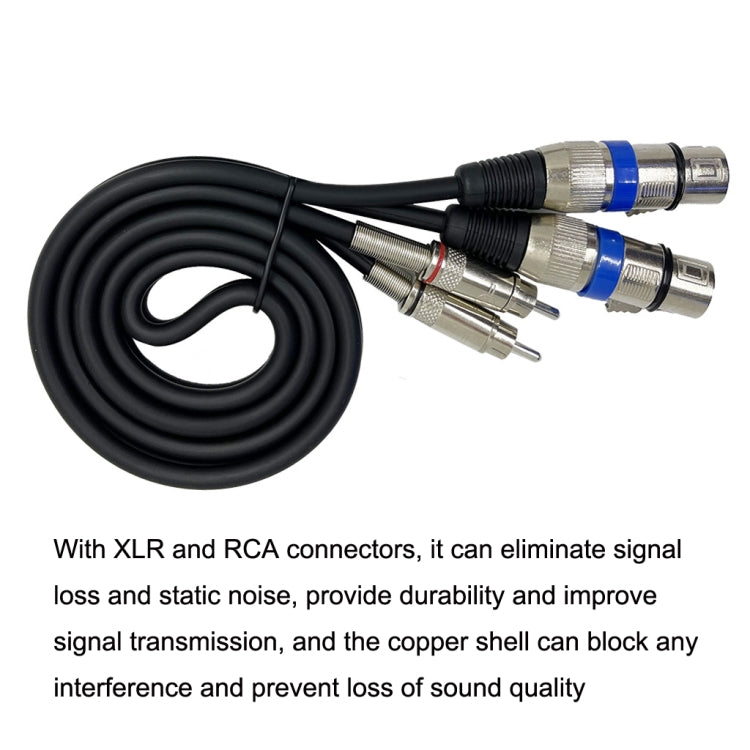 2RCA Male 2XLR Caron Female Speaker Audio Balance Cable, 0.5m, 1m, 1.5m, 2m, 3m, 5m, 10m, 20m