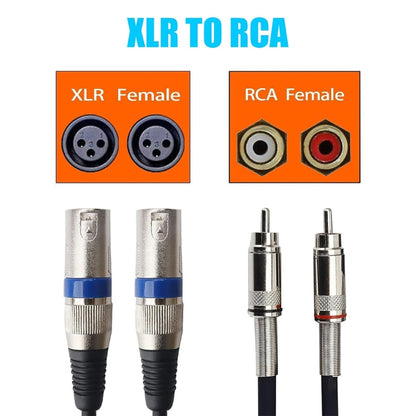 2RCA Male 2XLR Caron Female Speaker Audio Balance Cable, 0.5m, 1m, 1.5m, 2m, 3m, 5m, 10m, 20m