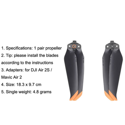 Original 1 Pair Noise Reduction Propeller For DJI Air 2S / Mavic Air 2, For Air 2S / Mavic Air 2