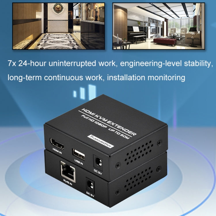 FJGEAR FJ-HKV50 HDMI+USB To KVM 1080P IP 50M Extender, FJ-HKV50 US Plug, FJ-HKV50 EU Plug