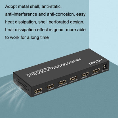 FJGEAR FJ-4K204 2 In 4 Out HD 4K Audio HDMI Switch Distributor, FJ-4K204 EU Plug, FJ-4K204 US Plug