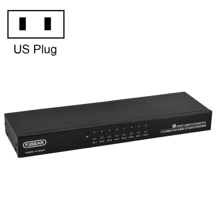 FJGEAR FJ-810UK 8 In 1 Out USB KVM Switcher With Desktop Switch, FJ-810UK US Plug