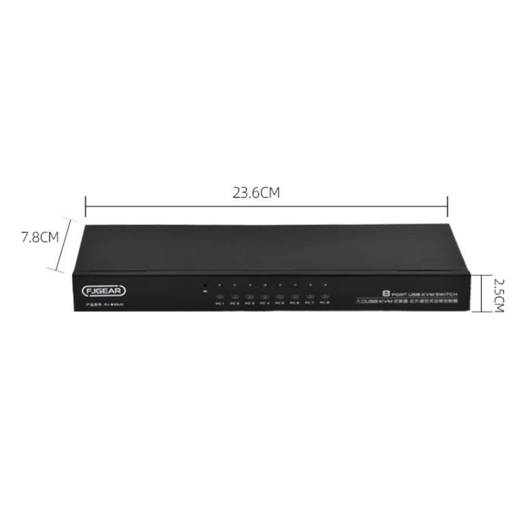 FJGEAR FJ-810UK 8 In 1 Out USB KVM Switcher With Desktop Switch, FJ-810UK US Plug
